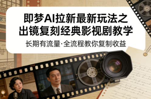 即梦AI拉新最新玩法之出镜复刻经典影视剧教学，长期有流量，全流程教你复制收益-云创网