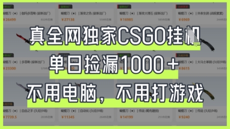真全网独家CSGO挂G，单日捡漏1k+【揭秘】-云创网