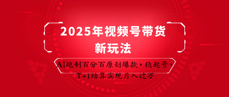 2025年视频号带货新玩法：AI炮制百分百原创爆款，稳起号，T+1结算实现月入过万-云创网