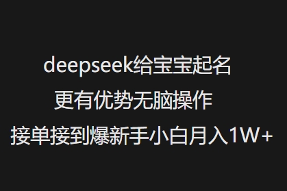 deepseek给宝宝起名更有优势无脑操作接单接到爆新手小白月入1W+-云创网