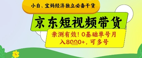 小白宝妈经济独立必备干货，京东短视频带货，亲测有效!0基础单号月入8k+，可多号【揭秘】-云创网
