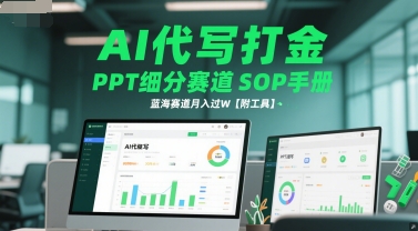 AI代写打金，PPT细分赛道SOP手册，蓝海赛道月入过W【附工具】-云创网