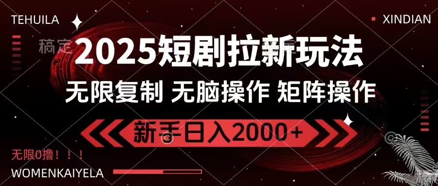 2025短剧拉新玩法，无需注册登录，无限0撸，无脑批量操作日入2000+-云创网