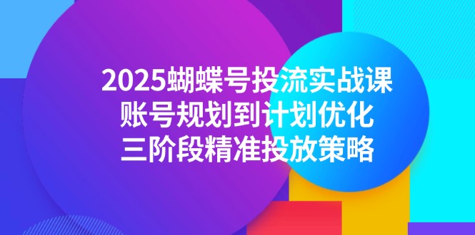 2025蝴蝶号投流实战课，账号规划到计划优化，三阶段精准投放策略-云创网
