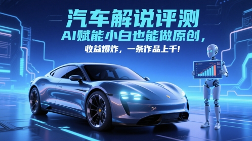 抖音汽车解说评测赛道，AI赋能小白也能做原创，收益爆炸，一条作品上千-云创网