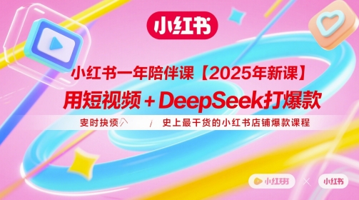 小红书一年陪伴课【2025年新课】，用短视频+deepSeek打爆款，史上最干货的小红书店铺爆款课程-云创网