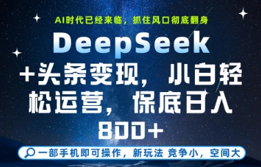 DeepSeek+头条变现，保姆级教学，小白轻松上手，日入8张+【揭秘】-云创网