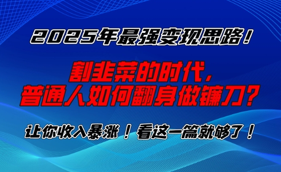 2025年最强变现思路，割韭菜的时代， 普通人如何翻身做镰刀？【揭秘】-云创网