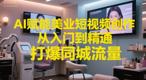 AI赋能美业短视频创作，从入门到精通，打爆同城流量，超级AI工具短视频实操落地-云创网