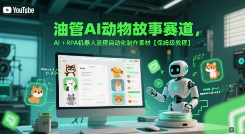 油管AI动物故事赛道，AI+RPA机器人流程自动化制作素材【保姆级教程】-云创网