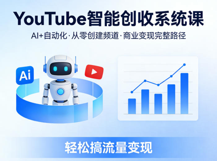YouTube智能创收系统课，AI+自动化，从零创建YouTube频道并实现商业变现的完整路径，轻松搞流量变现-云创网