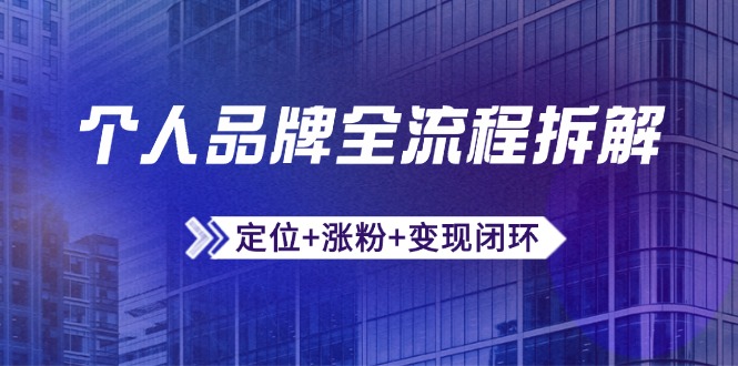 个人品牌全流程拆解：定位+涨粉+变现闭环，微信生态运营与资源整合-云创网