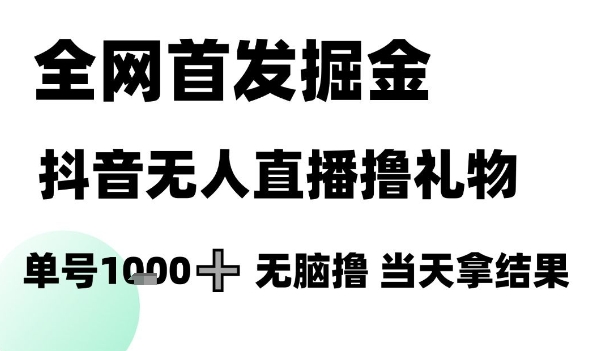 全网首发掘金抖音无人直播撸礼物，单号1k +无脑撸，当天拿结果【揭秘】-云创网