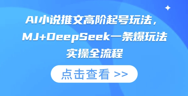 AI小说推文高阶起号玩法，MJ+DeepSeek一条爆玩法实操全流程-云创网