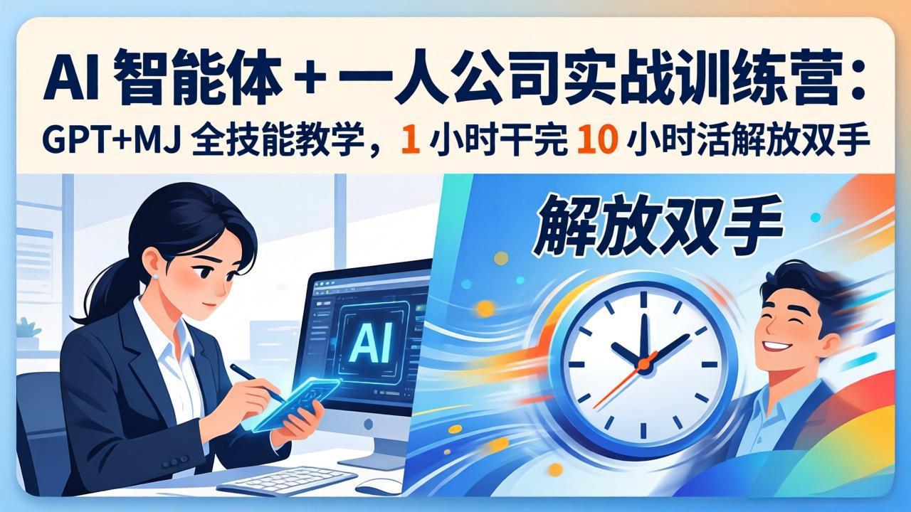 AI 智能体 + 一人公司实战训练营：GPT+MJ 全技能教学，1 小时干完 10 小时活解放双手-云创网