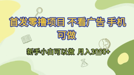 首发零撸项目 不看广告 手机可做 新手小白可以做  月入3k+【揭秘】-云创网