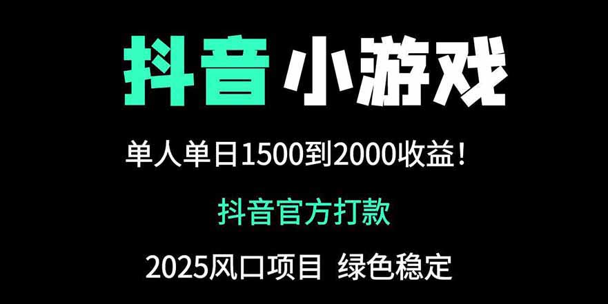 抖音官方小游戏2025全网最新玩法，暴利赚钱项目，单机日入2000+-云创网