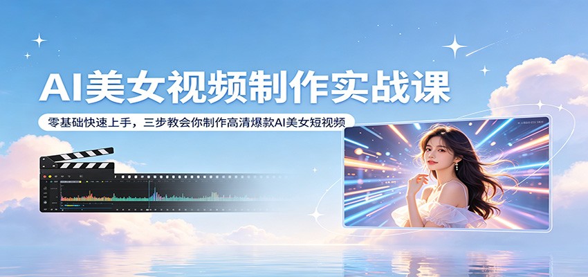 AI美女视频制作实战课：零基础快速上手，三步教会你制作高清爆款AI美女短视频-云创网