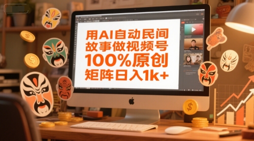 用AI自动民间故事做视频号，100%原创，矩阵日入1k+-云创网