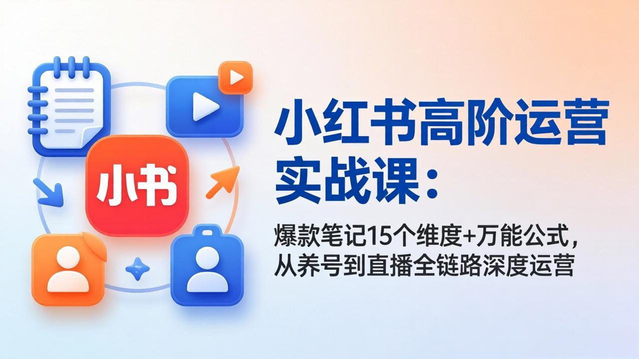 小红书高阶运营实战课：爆款笔记15个维度+万能公式，从养号到直播全链路深度运营-云创网