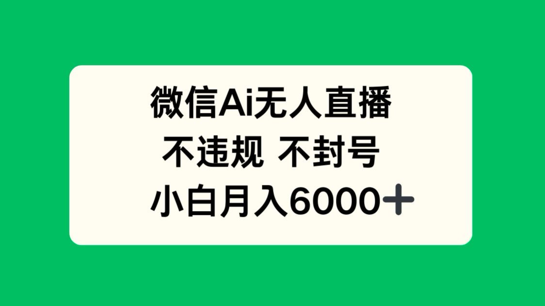 微信AI无人直播，不违规 不封号 ，小白月入6000+-云创网