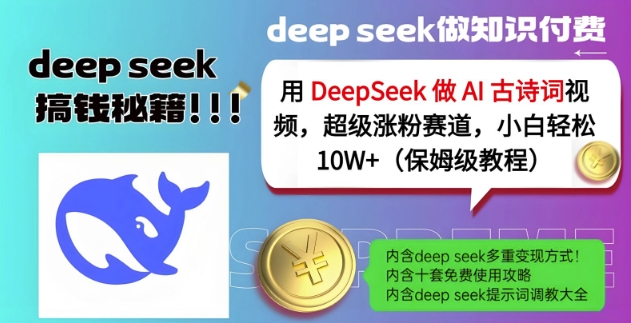 用DeepSeek做AI古诗词视频，超级涨粉赛道，小白轻松涨粉10W+(保姆级教程)-云创网