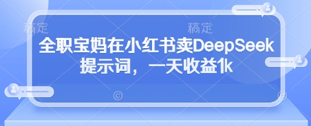 全职宝妈在小红书卖DeepSeek提示词，一天收益1k-云创网