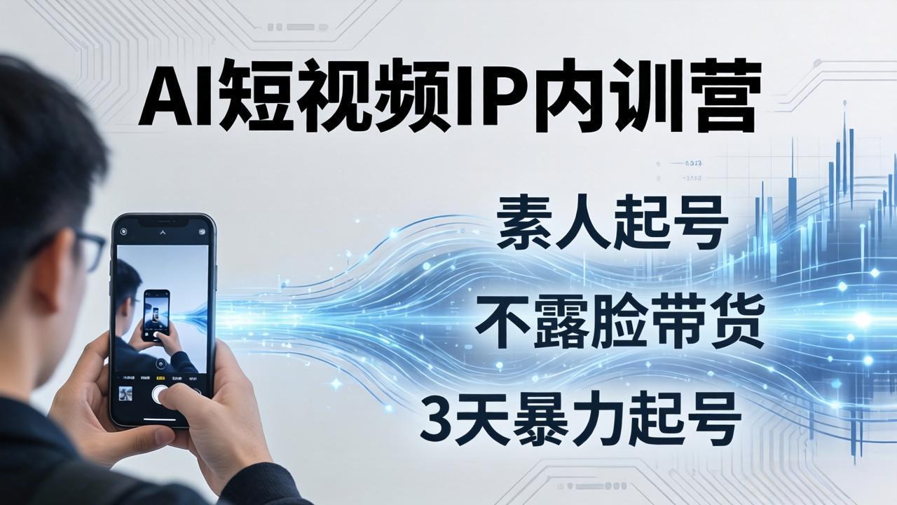2026AI短视频IP内训营：从素人起号到不露脸带货，3天暴力起号全流程拆解-云创网
