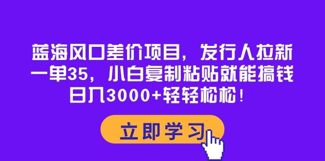 蓝海风口差价项目，发行人拉新，一单35，小白复制粘贴就能搞钱！日入30...-云创网