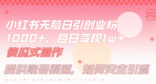 小红书无脑每日引流创业粉500+，小白每天只花半小时，躺赚长尾收益【揭秘】-云创网
