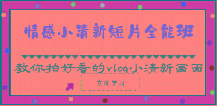 情感小清新短片全能班-教你拍好看的vlog小清新画面(30节课)-云创网