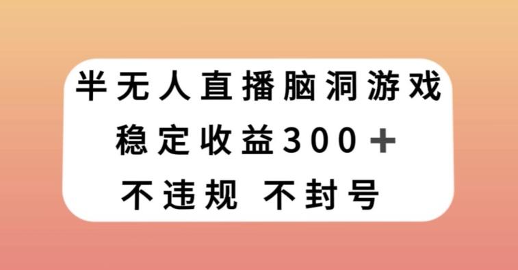 半无人直播脑洞小游戏，每天收入300+，保姆式教学小白轻松上手【揭秘】-云创网