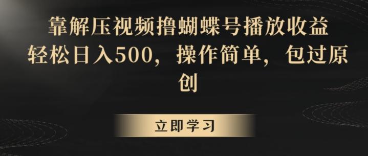 靠解压视频撸蝴蝶号播放收益，轻松日入500，操作简单，包过原创【揭秘】-云创网
