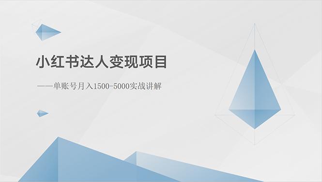 小红书达人变现项目：单账号月入1500-3000实战讲解-云创网