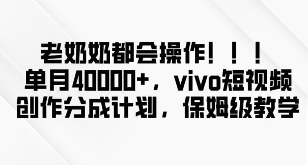 老奶奶都会操作，新平台无脑操作，单月40000+，vivo短视频创作分成计划【揭秘】-云创网