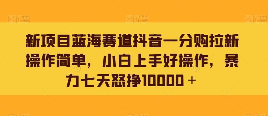 新项目蓝海赛道抖音一分购拉新操作简单，小白上手好操作，暴力七天怒挣10000＋-云创网