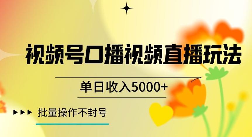 视频号囗播视频直播玩法，单日收入5000+，批量操作不封号【揭秘】-云创网