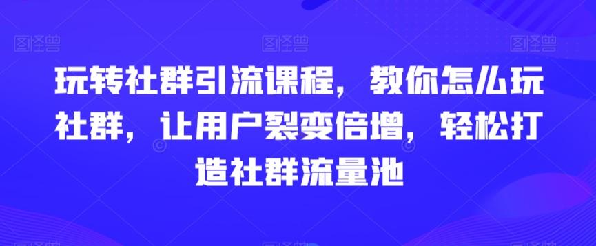 玩转社群引流课程，教你怎么玩社群，让用户裂变倍增，轻松打造社群流量池-云创网