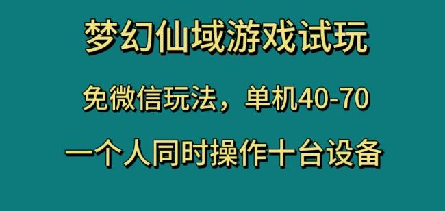 梦幻仙域游戏试玩，免微信玩法，单机40-70，一个人同时操作十台设备【揭秘】-云创网