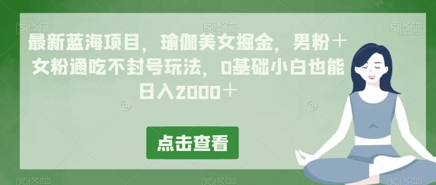 最新蓝海项目，瑜伽美女掘金，男粉＋女粉通吃不封号玩法，0基础小白也能日入2000＋-云创网