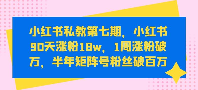 小红书私教第七期，小红书90天涨粉18w，1周涨粉破万，半年矩阵号粉丝破百万-云创网