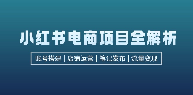 小红书电商项目全解析，包括账号搭建、店铺运营、笔记发布  实现流量变现-云创网