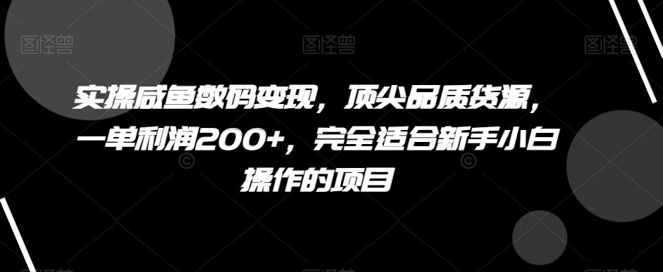 实操咸鱼数码变现，顶尖品质货源，一单利润200+，完全适合新手小白操作的项目【揭秘】-云创网