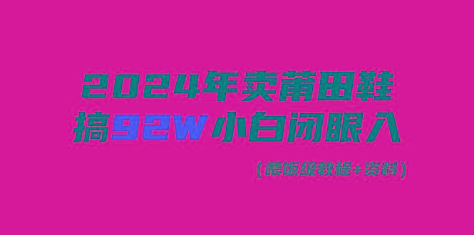 (9329期)2024年卖莆田鞋，搞了92W，小白闭眼操作！-云创网