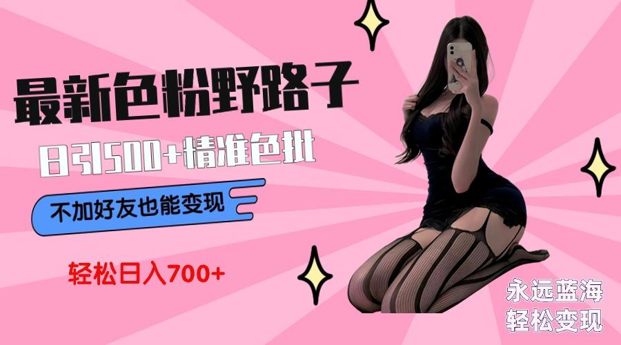 最新色粉变现野路子，日引500+老色批 可不加好友直接变现 小白轻松日入700+-云创网