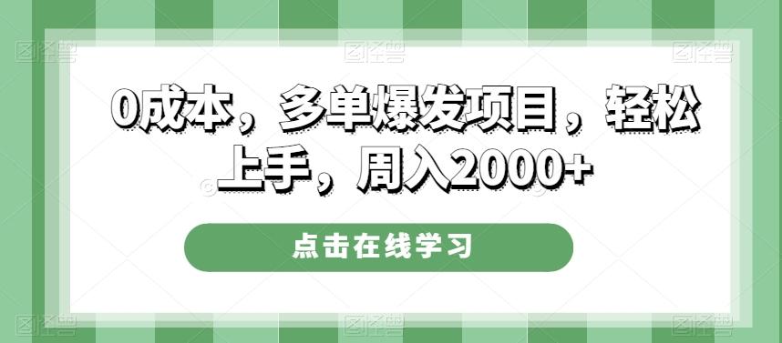 0成本，多单爆发项目，轻松上手，周入2000+-云创网