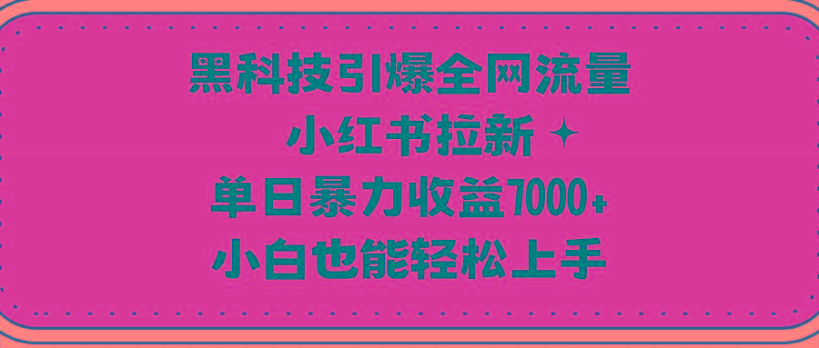 (9679期)黑科技引爆全网流量小红书拉新，单日暴力收益7000+，小白也能轻松上手-云创网