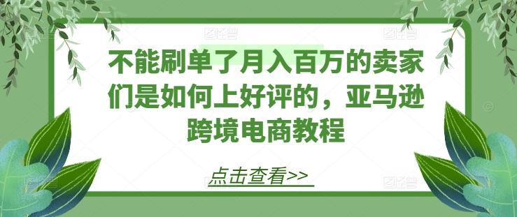 不能刷单了月入百万的卖家们是如何上好评的，亚马逊跨境电商教程-云创网