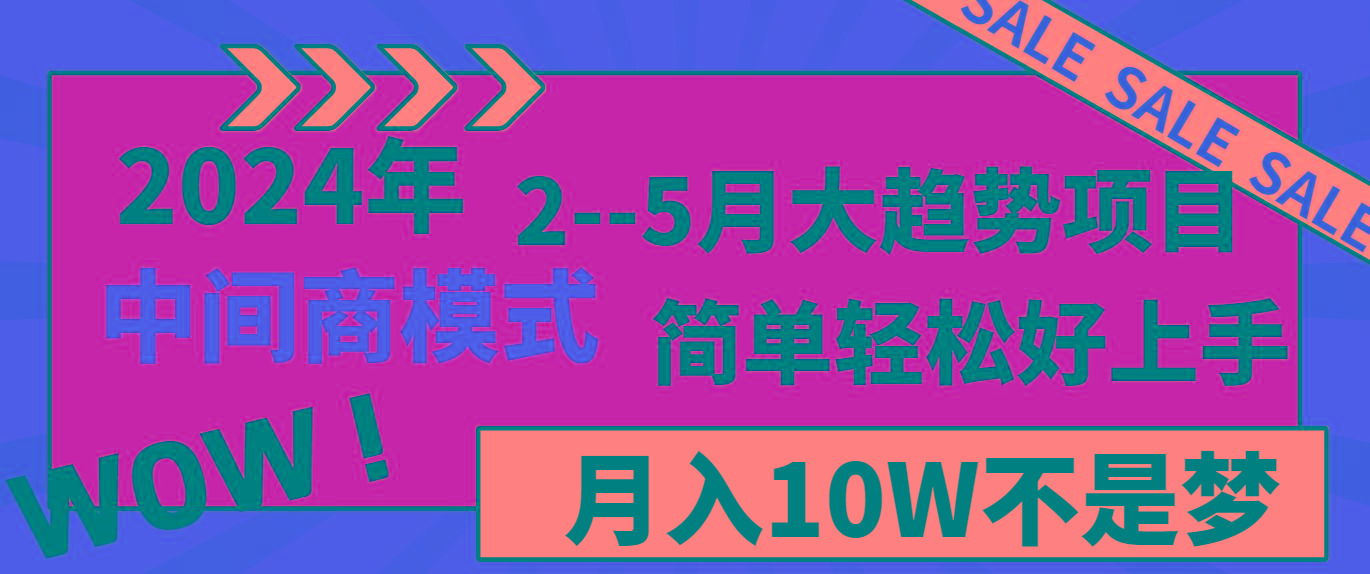 2024年2--5月大趋势项目，利用中间商模式，简单轻松好上手，轻松月入10W...-云创网